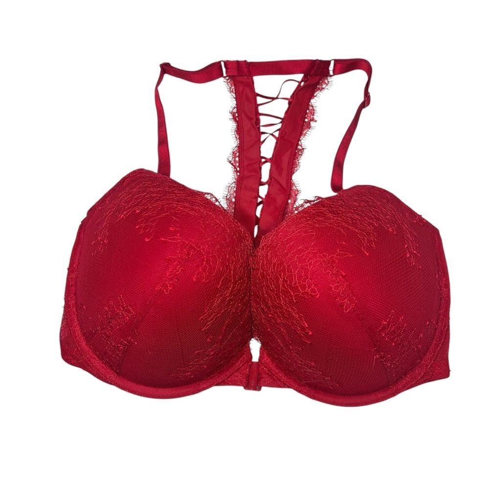 Victoria’s Secret Red Push-Up Bra 34F 34DDD Lace-Up